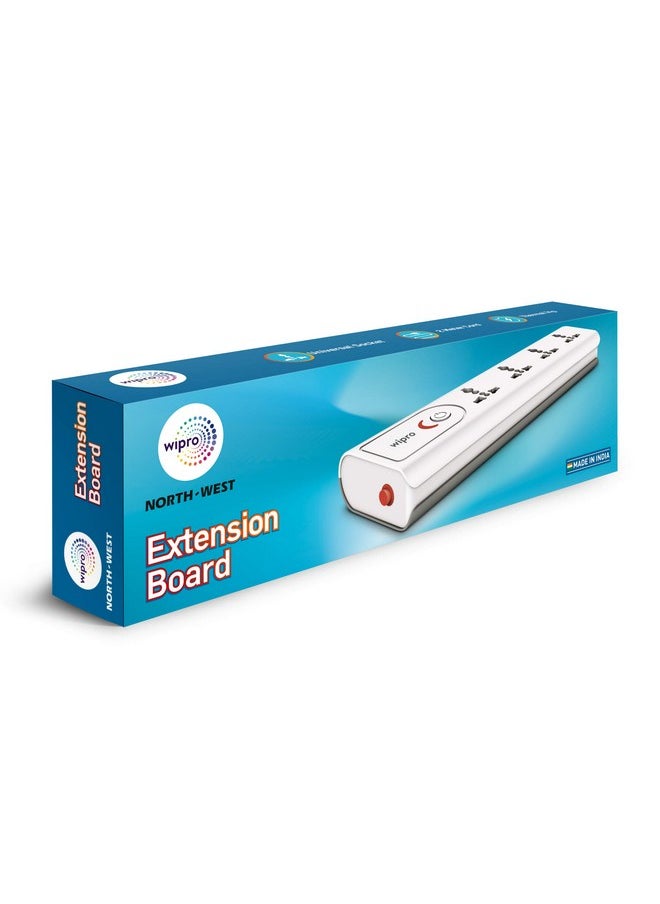 WIPRO Wipro Extension Board with 4 Universal Sockets & 1 Master Switch | Spike Guard with Indicator | 2 mtr Long Cord | Overload Protection | Multiplug Powerstrip for Home, Office | Grey & White  - Image 4