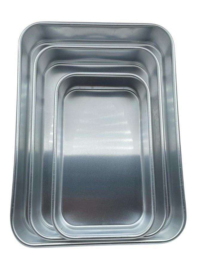 طقم صواني فرن مستطيلة من 3 قطع، فضي - Image 2