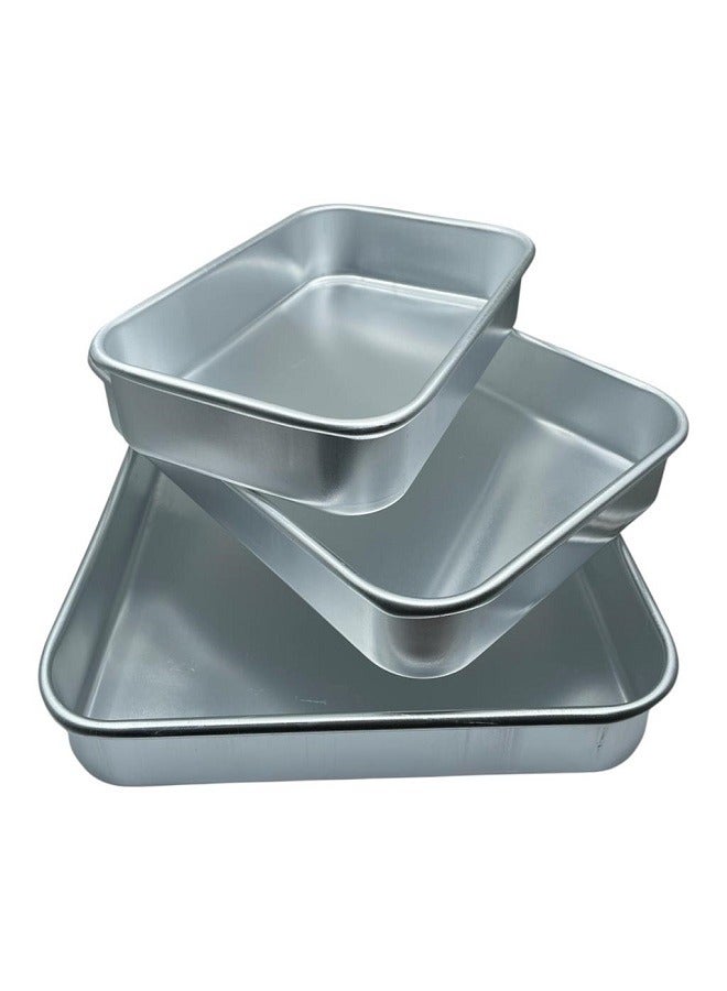 طقم صواني فرن مستطيلة من 3 قطع، فضي - Image 3