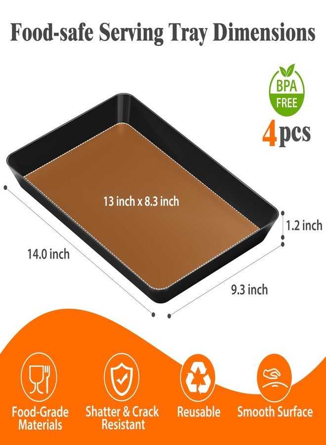 SpaceTrove 4-Pack Serving Tray Set, Reusable Plastic Serving Platter for Party Supplies, Entertaining, Grilling Accessories, Stackable Kitchen Snack Box Container for Dessert, Fruit, Cookie, (Black) - Image 2