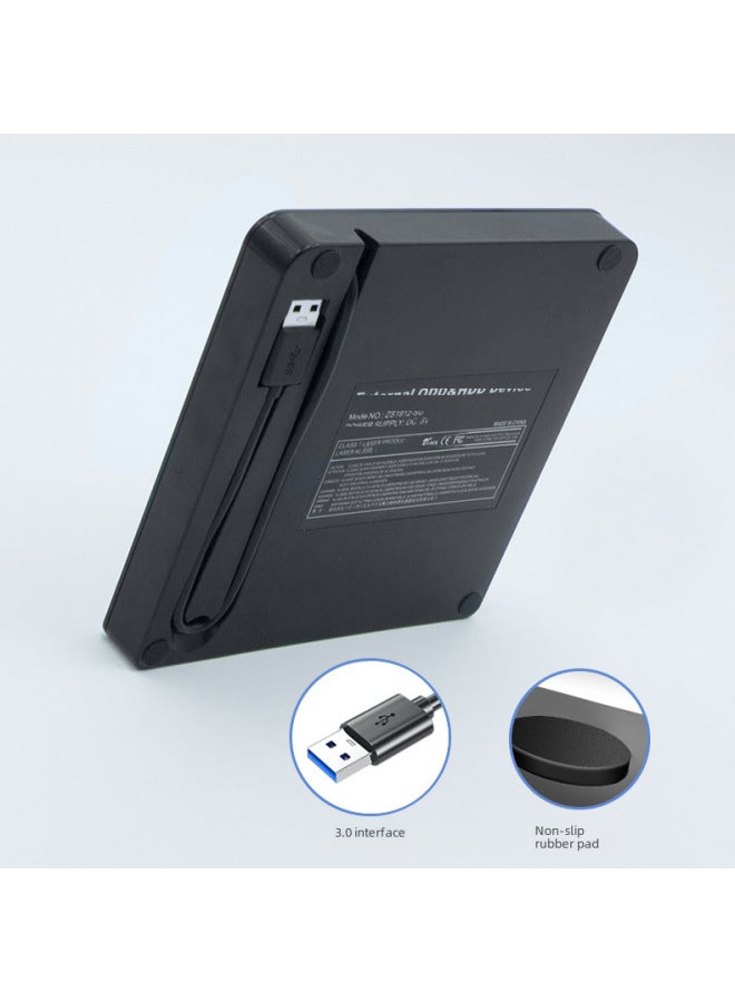 محرك الأقراص الضوئية الخارجية Spot USB 3.0 CD DVD ناسخ أقراص الكمبيوتر المحمول المحمول محرك الأقراص الضوئية - اللون: واجهة مزدوجة حرق - أسود - Image 3