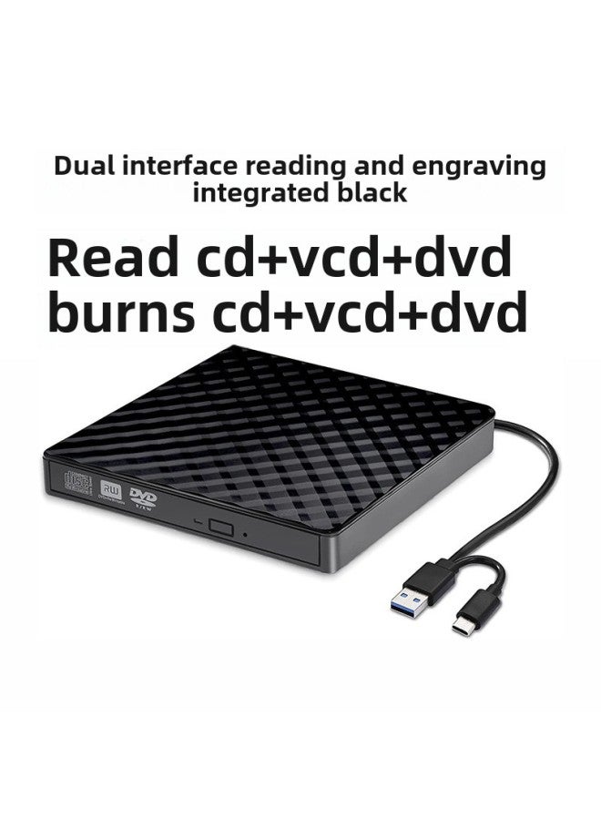 محرك الأقراص الضوئية الخارجية Spot USB 3.0 CD DVD ناسخ أقراص الكمبيوتر المحمول المحمول محرك الأقراص الضوئية - اللون: واجهة مزدوجة حرق - أسود - Image 1
