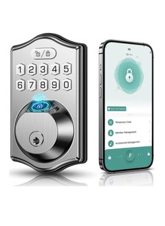 Keyless Entry Door Lock-Deadbolt Smart Door Locks for Front Door-Fingerprint Combination Door Lock -Front Door Lock -Electronic Keypad Code,Auto Lock (Satin Nickel)