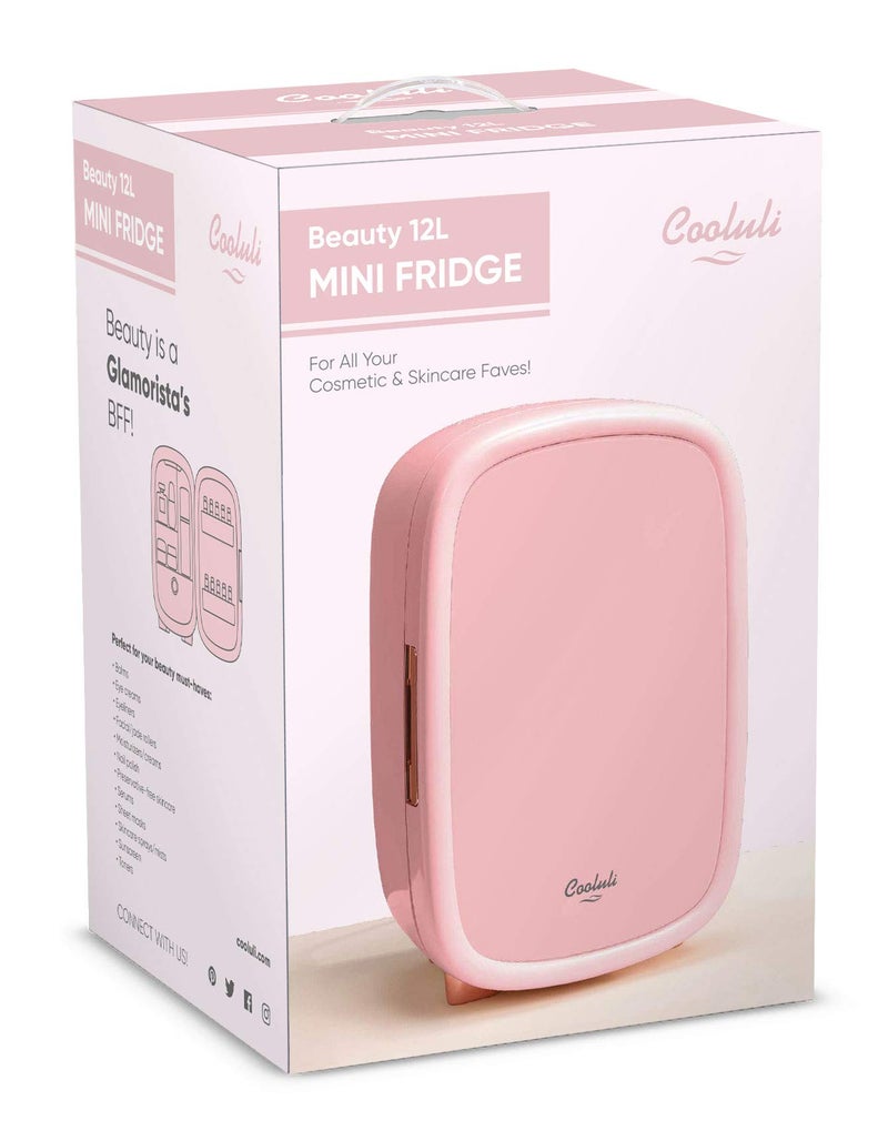 Cooluli Beauty 12L Makeup Fridge - Pink Mini Fridge for Skin Care Accessories, Cosmetics and Facial Masks Storage - Interior LED Lights - for Women & Teen Girls Room - Image 5