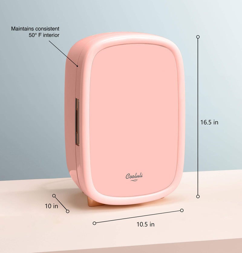 Cooluli Beauty 12L Makeup Fridge - Pink Mini Fridge for Skin Care Accessories, Cosmetics and Facial Masks Storage - Interior LED Lights - for Women & Teen Girls Room - Image 4