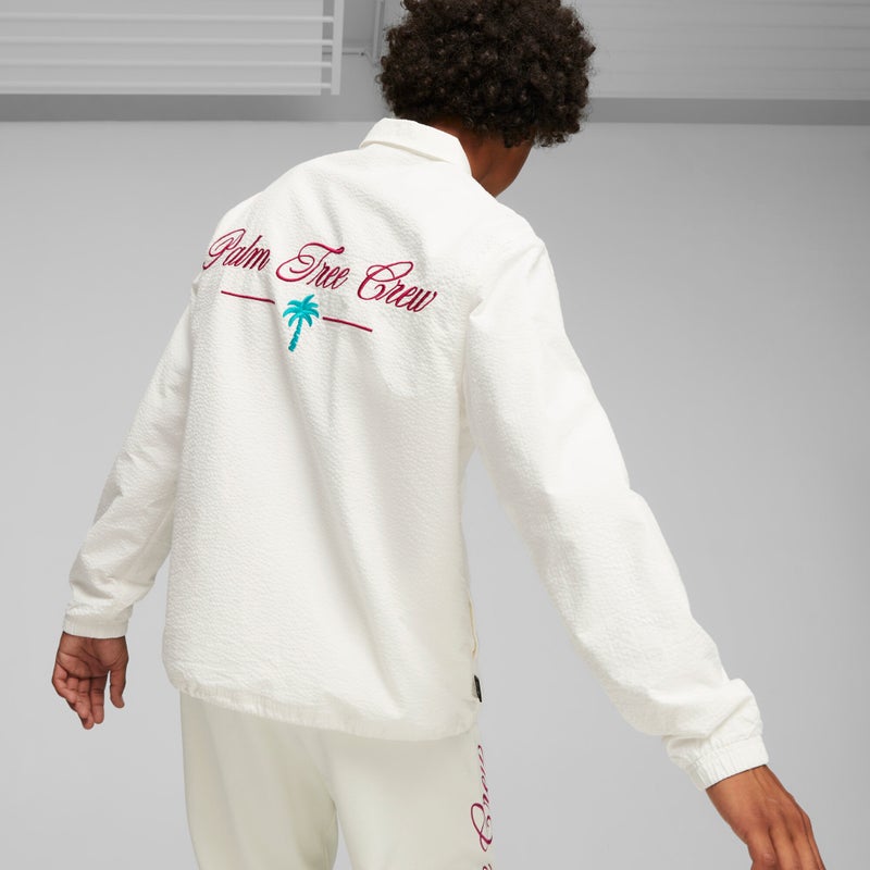 PUMA PALM TREE CREW Mens White Coach Jacket - Image 2