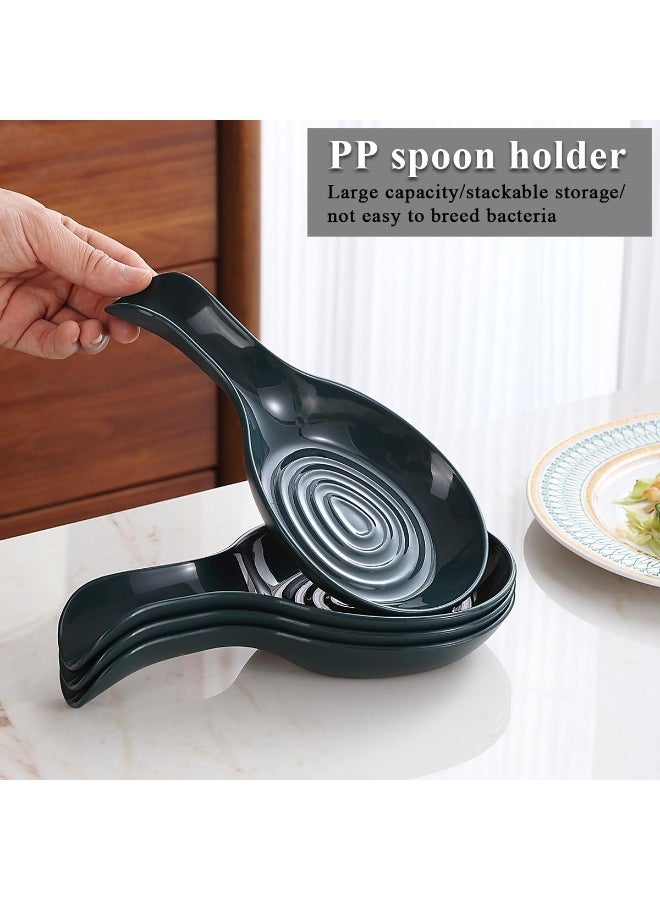 Spoon Rest 2 Pack, Plastic Spoon Holder for Kitchen Counter, Kitchen Utensil Rack for Spoons, Tongs, Spatulas, Spoon Rack for Hob, Spatula Rest - Image 3