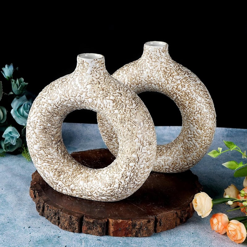 KRAFTLIK HANDICRAFTS Kraftlik Handicrafts Beautiful Ceramic Vases Planter Flower Pot Ring Shape with Unique Quality for Home Decor Center Table Bedroom Side Corners Decoration Standard 2  - Image 2