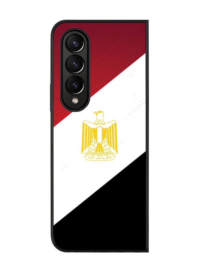Stylizedd جراب أسود متين بحافة لهاتف Samsung Galaxy Z Fold4 جراب نحيف ناعم بحواف مطاطية مرنة ومضاد للسقوط مع غطاء TPU جل رفيع - علم مصر - Image 1