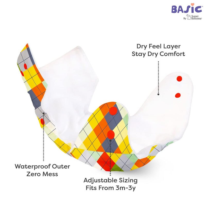 Superbottoms Basic Leakage-proof advanced cloth diapers for babies, High Absorbent 100% cotton 2 reusable diaper and 2 insert pad Combo Pack washable cloth diaper 3M -3Years Adjustable, Reduces Rash - Image 2
