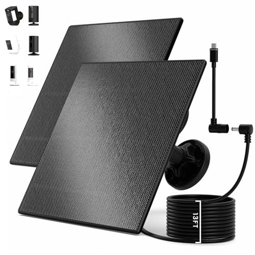 Lybuorze 2 Pack Solar Panel Charger for Ring Security Cameras Works with SpotlightStick Up Cam PlusProBattery Models 5W 13ft Long Cable USBC Adapter Weatherproof Design - Image 1
