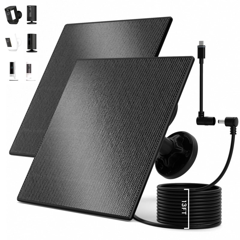 Lybuorze 2 Pack Solar Panel Charger for Ring Security Cameras Works with SpotlightStick Up Cam PlusProBattery Models 5W 13ft Long Cable USBC Adapter Weatherproof Design - Image 2