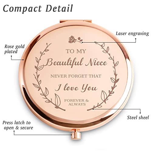 COYOAL Niece Gifts from Aunt Uncle, Personalized Gifts for Niece, Custom Engraved Compact Mirror for Christmas Stocking Stuffers Secret Santa Birthday - Image 2