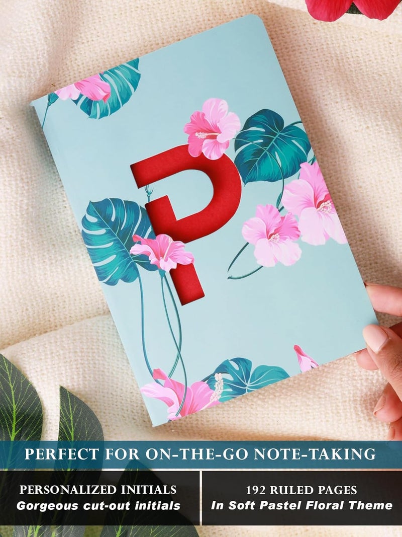 Doodle Monogram P Diary Gift Set with Tote Bag and Pouch | B6 Soft Bound Ruled Notebook | Stationery Gift Set for Women - Image 4