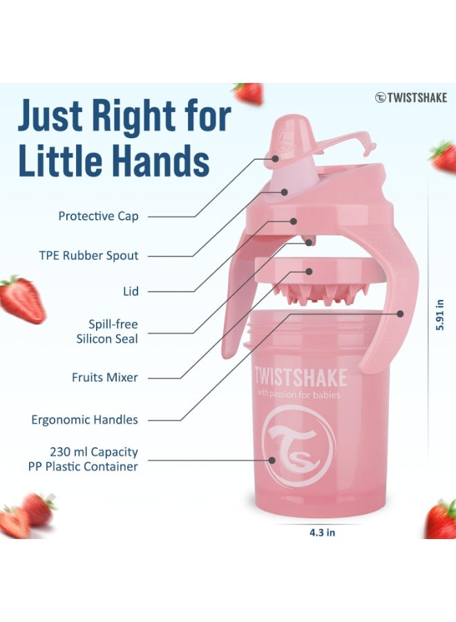TWISTSHAKE TWISTSHAKE Sippy Cups - Premium 230ml/8oz Toddler Sippy Cups for 4+ Months - Leak-Proof Design, Easy-Grip Bottle with Soft Sippy Spout, BPA Free - Pastel Pink - Image 3