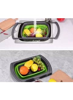 Graidient span Graidient span Foldable Drain Basket Silicone Adjustable Collapsible Colander Vegetable Fruits Washing Strainer Kitchenware  - Image 5