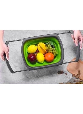 Graidient span Graidient span Foldable Drain Basket Silicone Adjustable Collapsible Colander Vegetable Fruits Washing Strainer Kitchenware  - Image 2