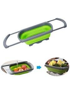 Graidient span Graidient span Foldable Drain Basket Silicone Adjustable Collapsible Colander Vegetable Fruits Washing Strainer Kitchenware  - Image 4