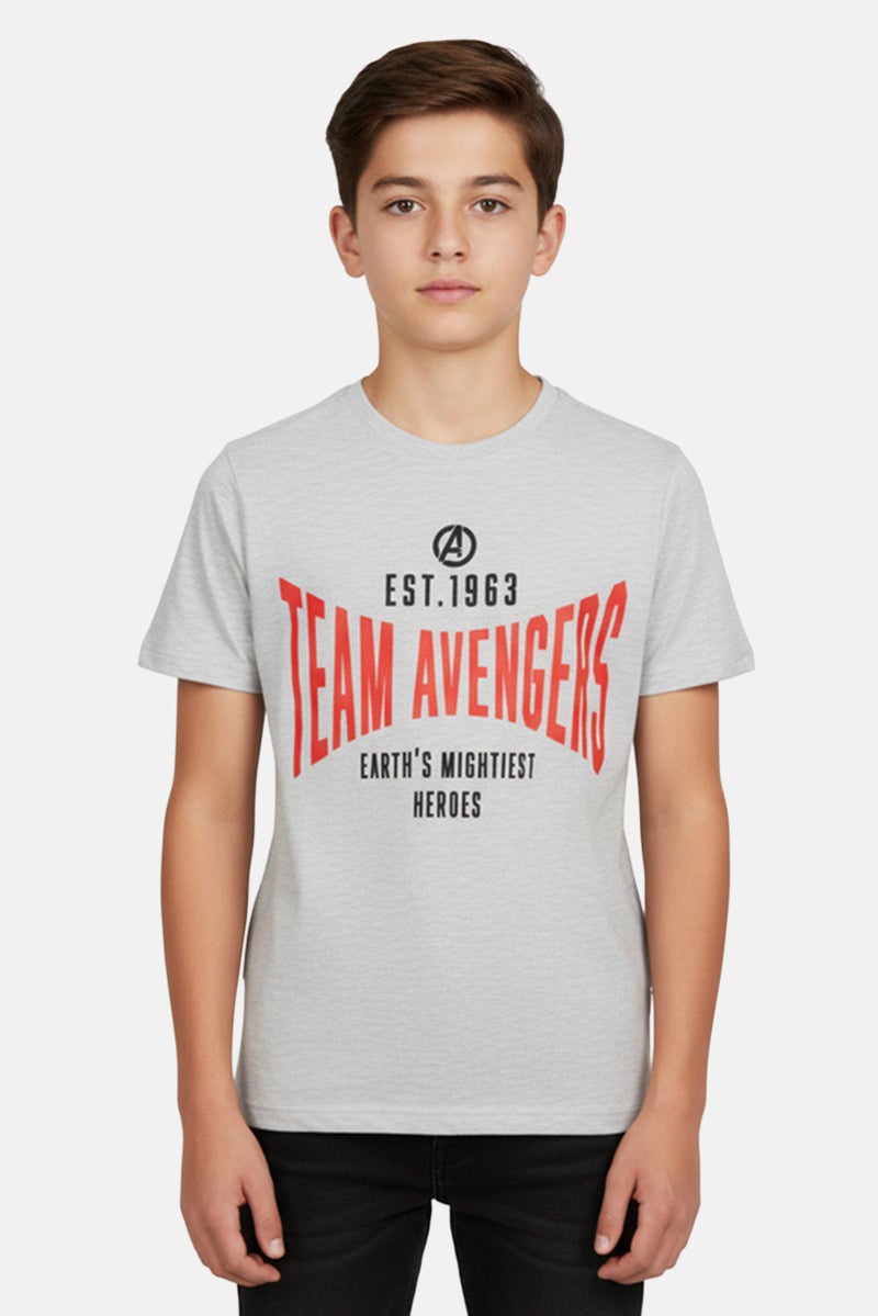 MARVEL Kids Boy Crew Neck Short Sleeve Graphic Print T-Shirt, Grey - Image 1