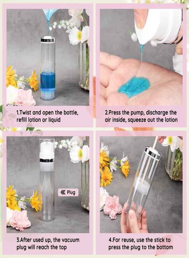 Segbeauty 5oz Clear Refillable Cosmetic Containers,Pack of 3 Airless Pump Bottles 150ml Empty Travel Size Bottles Airless Cosmetic Pump Container Vacuum Cosmetic Travel Bottle for Toiletries - Image 3