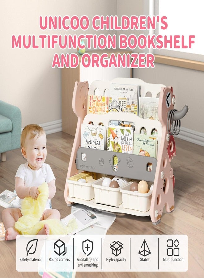 UNICOO Toddler Bookshelf and Toy Organizer, Front Facing Kids Book Display Shelf with 3 Storage Bins, 2-Tier Children’s Bookshelf for Nursery, Playroom, Bedroom, Classroom, Dragon Design - Image 2