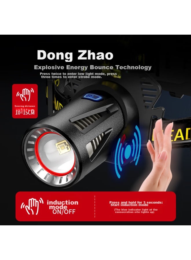 Skyfire Headlamp, Yellow And White Dual Light, Ultra-long Battery Life, Laser Cannon Sensing Light, Outdoor Fishing Head-mounted Lithium Battery, High Brightness - Image 3