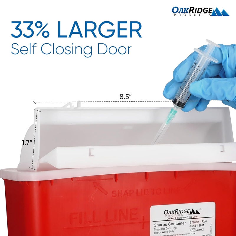Oakridge Products Sharps Container for Home Use and Professional 5 Quart 3Pack Biohazard Needle and Syringe Disposal Mailbox Style Lid CDC Certified - Image 3