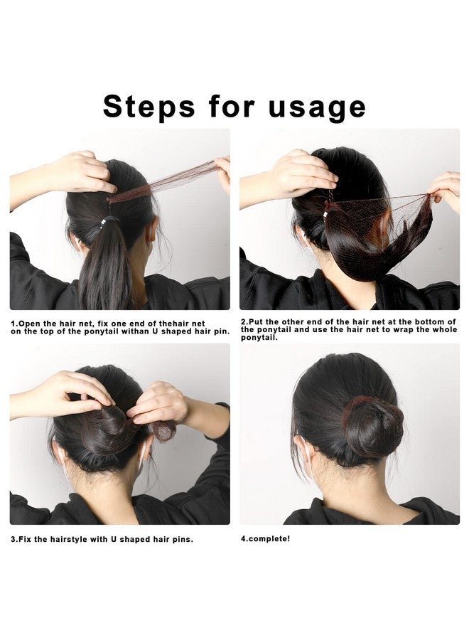 Sliverdew Hair Nets For Buns 20Pcs Hair Bun Nets Brown With 20Pcs U Shaped Hair Pins For Buns Hair Bun Net Set Elastic Edge Mesh Invisible Ballet Hair Net For Girls Women - Image 3