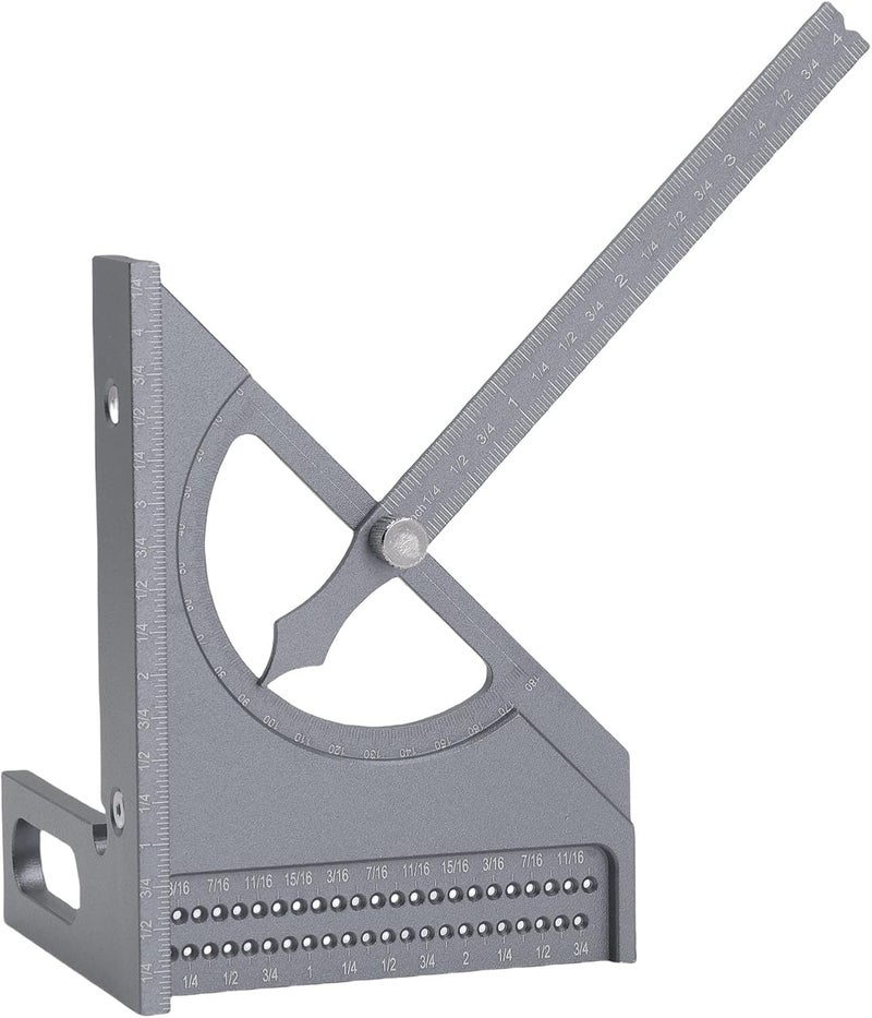 3D Woodworking Angle Ruler Sturdy Aluminum Alloy Square Protractor for Versatile Woodworking Projects (Silver Gray) - Image 4