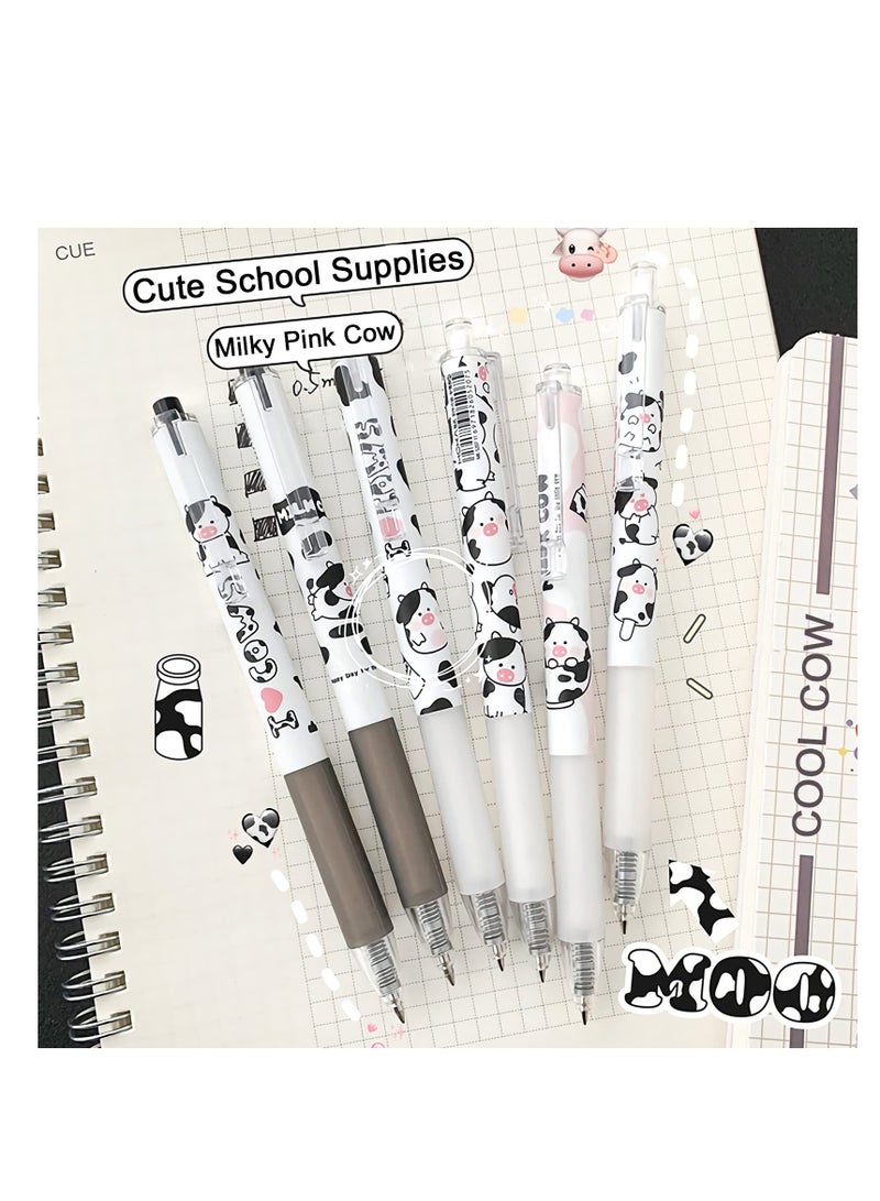 SOLARAE Cute Pens Kawaii 0.5mm Black Ink Gel Pens Fine Point Smooth Writing Ballpoint for Office School Supplies Nice Fun Gifts for Kids Girls Women Pens for Journaling, Pack of 6pcs (Little Milky Cow) - Image 5