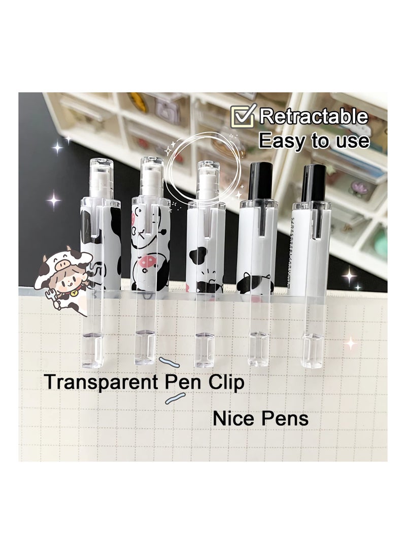 SOLARAE Cute Pens Kawaii 0.5mm Black Ink Gel Pens Fine Point Smooth Writing Ballpoint for Office School Supplies Nice Fun Gifts for Kids Girls Women Pens for Journaling, Pack of 6pcs (Little Milky Cow) - Image 3