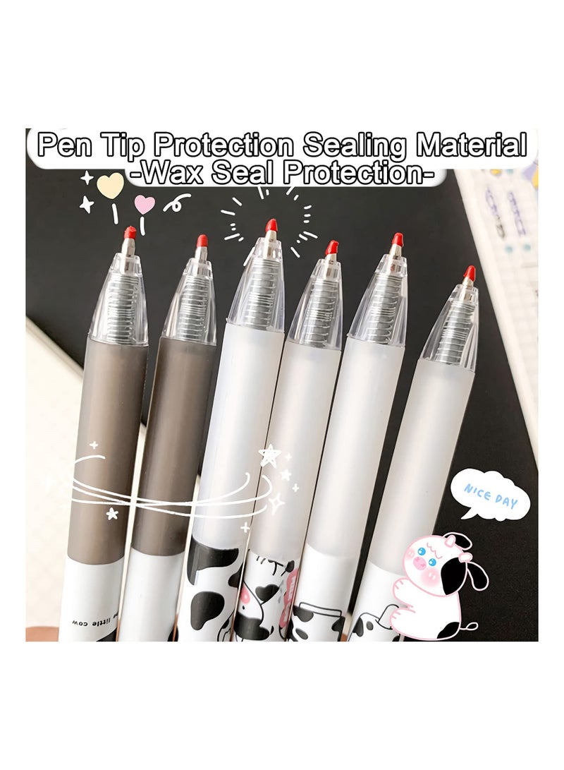 SOLARAE Cute Pens Kawaii 0.5mm Black Ink Gel Pens Fine Point Smooth Writing Ballpoint for Office School Supplies Nice Fun Gifts for Kids Girls Women Pens for Journaling, Pack of 6pcs (Little Milky Cow) - Image 4