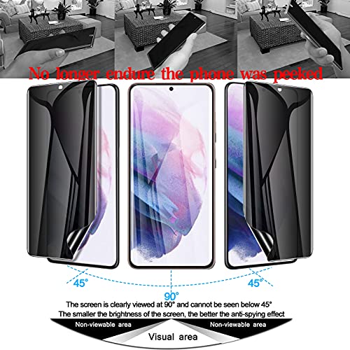 LYWHL [2 Pack for Samsung Galaxy S21 Plus Privacy Screen Protector, Anti-Spy Full Adhesive Flexible Film for Galaxy S21 Plus, [Compatible Fingerprint] Easy Installation Frame - Image 2