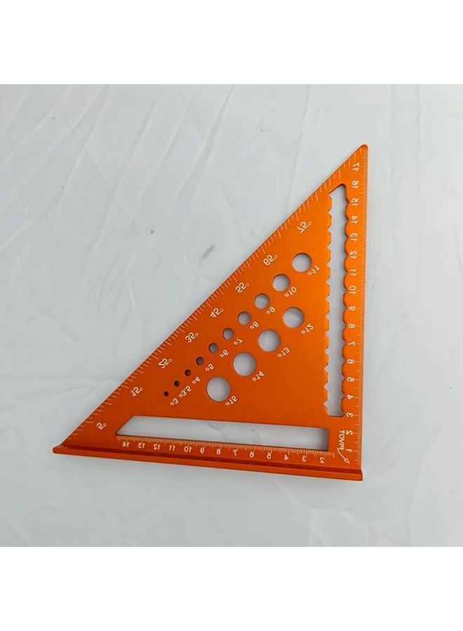 7 Inch Orange Multifunctional Triangle Ruler Metal Woodworking Measuring Tool - Image 1