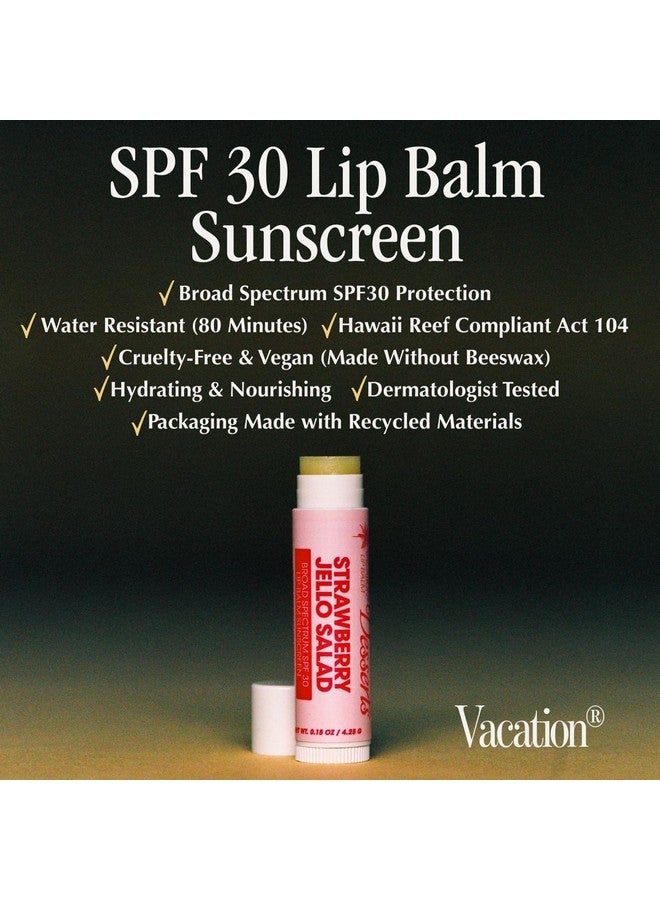 VACATION Strawberry Jello Salad Spf 30 Sunscreen Lip Balm 3Pack Lip Balm Made Without Beeswax Lip Balm With Sunscreen Lip Balm Spf Set Lip Sunscreen Water Resistant Vegan (Pack Of 3) - Image 3