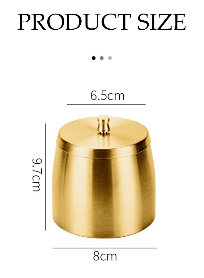 DUNISO Stainless Steel Ashtray, Portable Anti Drop Ashtray, Windproof And Anti Odor Ashtray, With Lid，Suitable For Terraces, Homes, Offices, Living Rooms, Outdoor, 6.5 * 9.7 * 8cm, Gold - Image 2