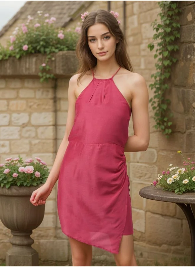 Freehand Women Fitted Casual Solid Wrap Dress