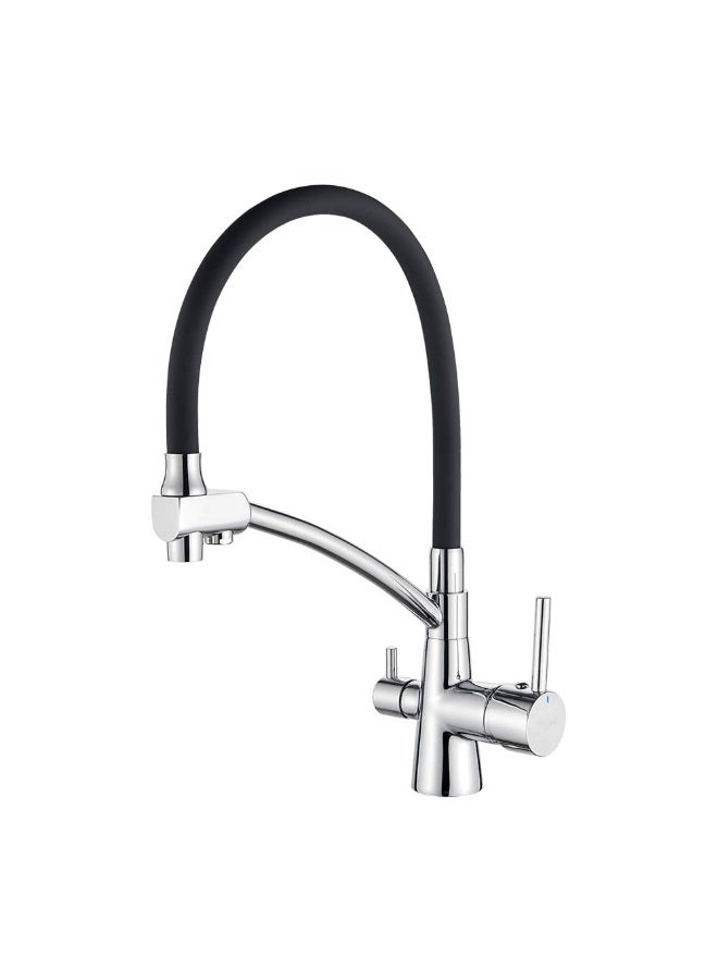 Black Kitchen Tap with Flexible Spout, 3-in-1 Sprayer & Water Filter Purifier, Chrome Finish - Image 1