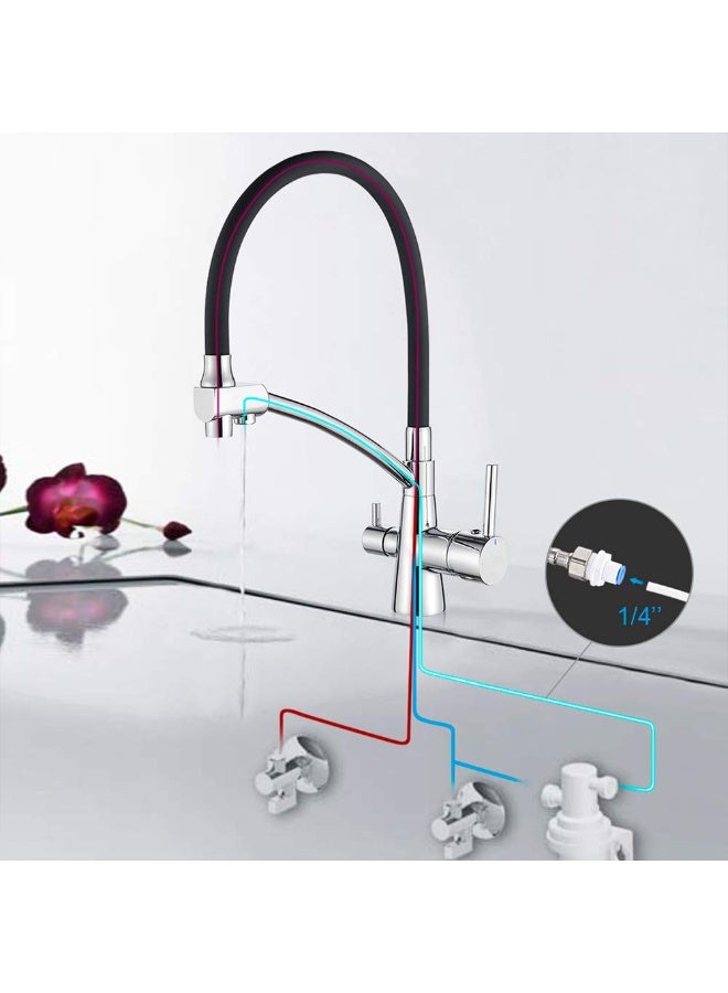 Black Kitchen Tap with Flexible Spout, 3-in-1 Sprayer & Water Filter Purifier, Chrome Finish - Image 2