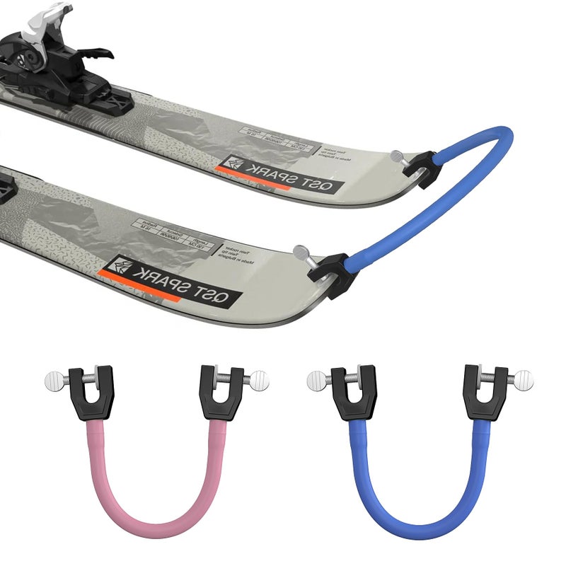 YEESOOM Edgie Wedgie Ski Tip Connector - Edgie Wedgie Ski for Kids 2 PCS for Beginners Skiing Training and Speed Control, Ski Accessories Edgy Wedgy Ski Kids Training Aid, Blue & Pink - Image 1