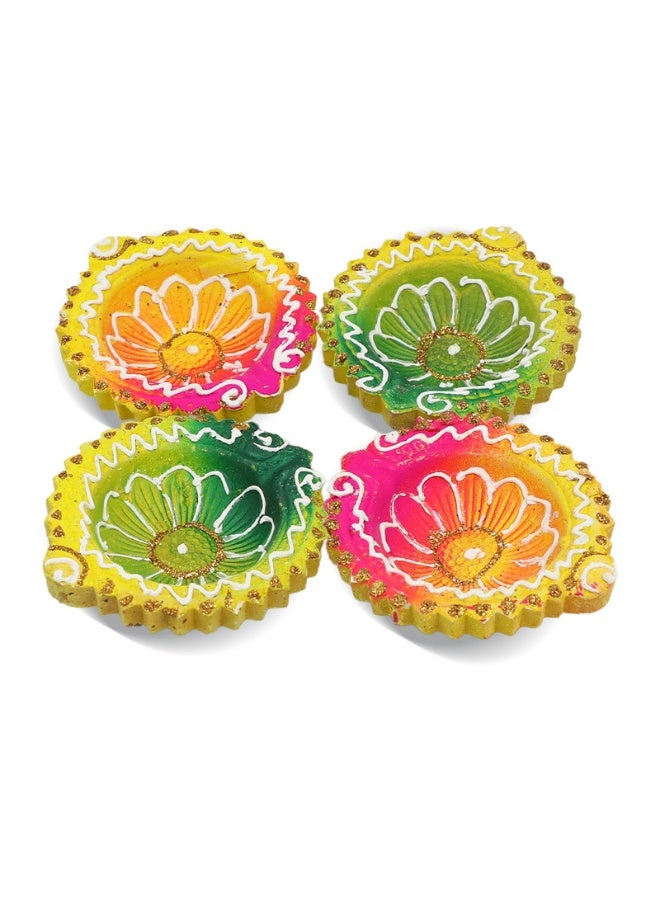 Madhoor Decorative Handpainted Diya Set of 4 Piece - Image 1