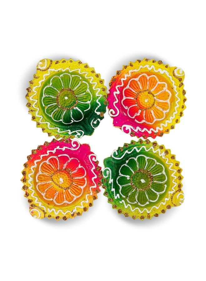 Madhoor Decorative Handpainted Diya Set of 4 Piece - Image 2
