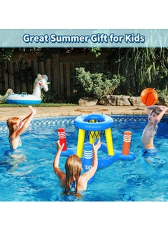 Generic Pool Toys for Kids Adult, 2in1 Inflatable Pool Floats Basketball Hoop & Ring Game, Swimming Pool Games for Adults and Family, Outdoor Party Poolside Water Toy  - Image 4