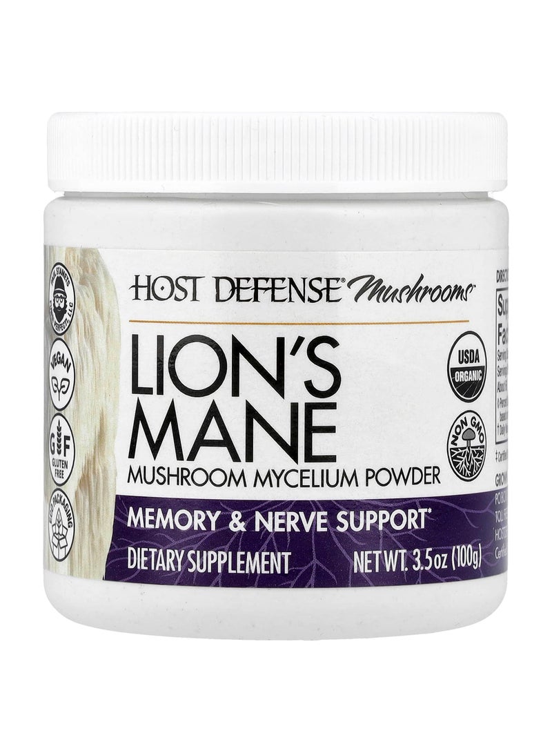 Host Defense® Mushrooms™, Lion's Mane, Mushroom Mycelium Powder, 3.5 oz (100 g)
