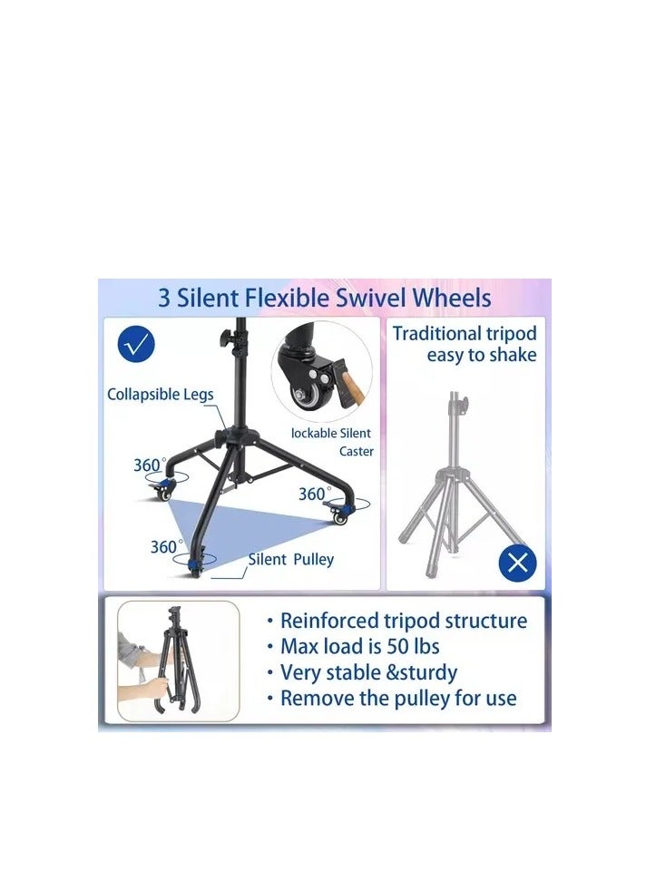 Projector Stand Tripod With Wheels,Laptop Tripod Stand Rolling,Projector Stand Adjustable Height 23.6 to 51 inch,Projector Tripod Stand For Office Home,Protable Laptop Floor Stand,Black - Image 5