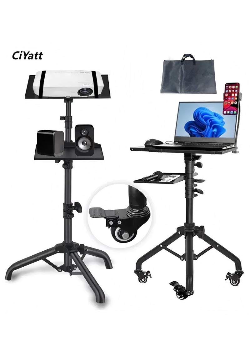 CiYatt Projector Stand Tripod With Wheels,Laptop Tripod Stand Rolling,Projector Stand Adjustable Height 23.6 to 51 inch,Projector Tripod Stand For Office Home,Protable Laptop Floor Stand,Black - Image 1
