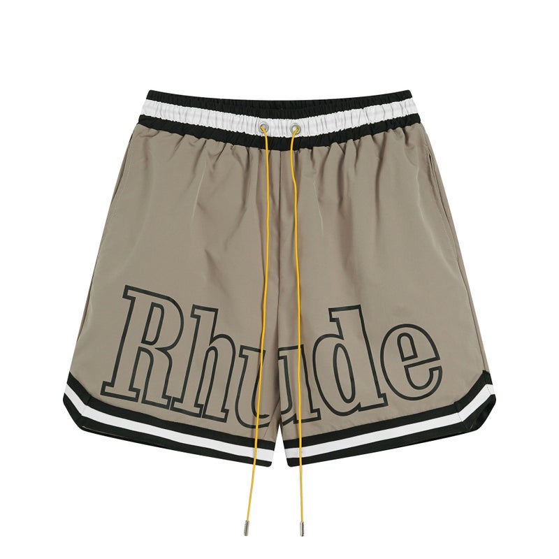 2024 American Style Trendy Brand Rhude Letter Logo Jacquard Drawstring Knitted Wool Casual Loose Shorts For Men And Women - Image 1