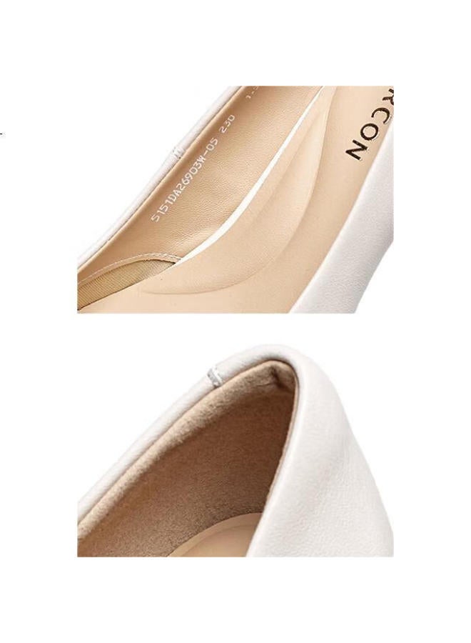 YEARCON Women'S Fine-Heeled Commuter Work Shoes Shallow-Mouth Fashion High-Heeled Single Shoes Women 26903W White 38 - Image 3