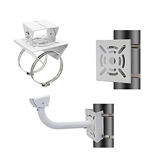 Bectro Pole Mount Camera clamp Bracket with 2 Nos 100 MM SS Loops for CCTV Security Camera Indoor Outdoor Universal Compatible White - Image 2
