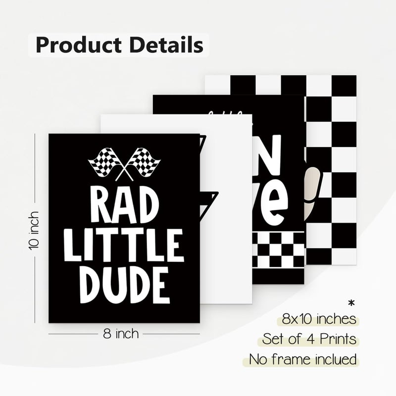 Plkmn Rad Little Dude Prints مجموعة من 4 preppy السلام يدوية البرق لافتة لارقة الملصق المطبوعات الرجعية بوفالو بوفالو بلود ديكور ليتل مان كهف جدار الفن 8x10 بوصة (دون إطار) - Image 5